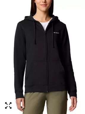 Columbia Black Full-Zip Hooded Sweatshirt Kangaroo Pockets